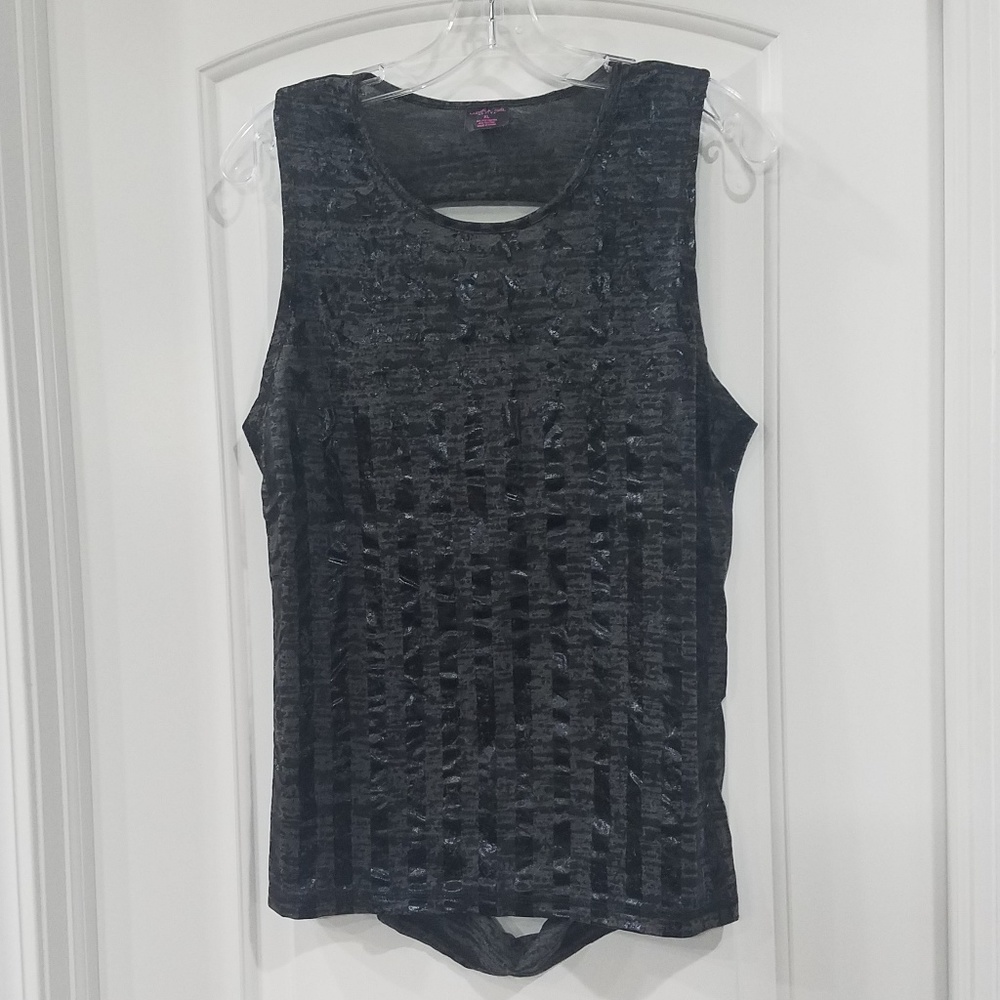 Material Girl muscle tee tank with shredded back